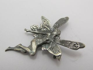 Vintage Sterling Silver 925 Fairy Brooch Pin 2