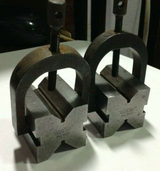 Lufkin No.  905 Matching Vintage V - Block Set With Clamps