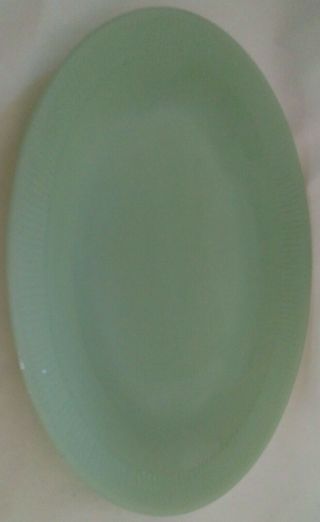 Vintage Fire King Green Jadeite Oval Serving Platter Jane Ray 12”x9” Old Jadite