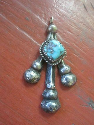 Vintage Navajo Native Southwest Sterling Silver Turquoise Pendant