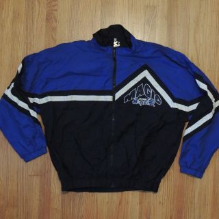Orlando Magic Vintage 90s Starter Jacket Nba Mens Blue Black Windbreaker Size Xl