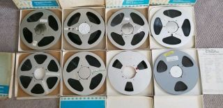 8 Reel To Reel Tapes.  7 Aluminum And 1 Plastic 10.  5 Inch Recorded Music.