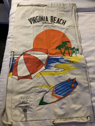 Vintage Ocean Raft Virginia Beach Nautical Beach Surf Canvas Wall Hanging 1986