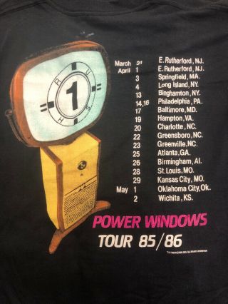 Vintage Rush Power Windows Concert Tour Shirt 85 - 86 5