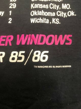 Vintage Rush Power Windows Concert Tour Shirt 85 - 86 7