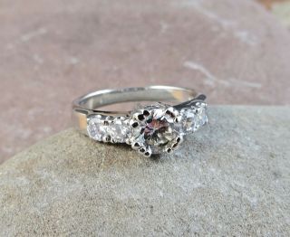 Vintage 925 Sterling Silver White CZ Cubic Zirconia Ring 4.  6 grams Size 8 208 2