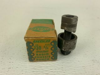 Vintage Greenlee No.  730 Round Radio Chassis Knockout Punch & Box 3/4 " Diameter