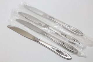 4 Vintage Oneida Community Vignette Stainless Steel Flatware Dinner Knives