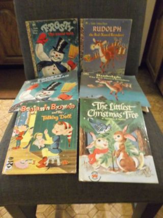 6 Vtg Christmas Frosty The Snowman Rudolph Red Nosed Reindeer Littlest Tree Book