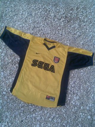 Arsenal Yellow Football Away Shirt 1999 - 2000 Sega Nike Size Mens Mediun Vintage
