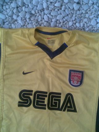 Arsenal Yellow Football Away Shirt 1999 - 2000 SEGA Nike Size mens mediun vintage 2