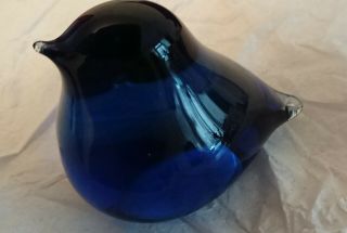 Vintage Wedgewood Blue Glass Bird Ornament /paperweight.