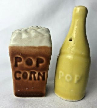 Arcadia Ceramics Popcorn & Soda Vintage Miniature Salt & Pepper Shakers