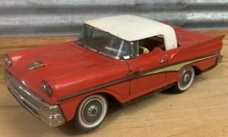 Vtg 1959 Ford Convertible Battery Operated Tin Toy Car Marked T.  N.  Japan 50s