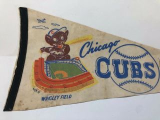 Vintage Cubs Pennant 1960s Wrigley Field 29” Full Size GO CUBS GO Bears 2