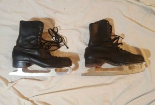 Vintage Women’s Ice Skates Laurentian Ladies Skates Black Leather