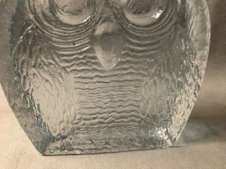 Vtg MCM BLENKO Art Glass OWL Bird Bookend Ice Sculpture Figurine by Joel Myers 2