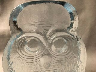 Vtg MCM BLENKO Art Glass OWL Bird Bookend Ice Sculpture Figurine by Joel Myers 3