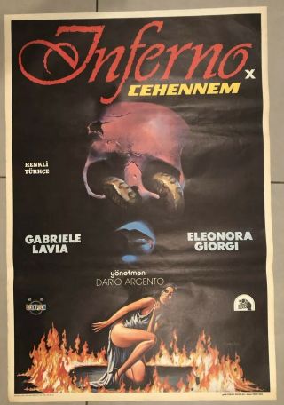 Inferno 1980 Horror Dario Argento Vintage 80s Turkish Movie Poster