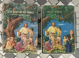 Vintage The Rainbow Bible Illustrated Kjv Children 
