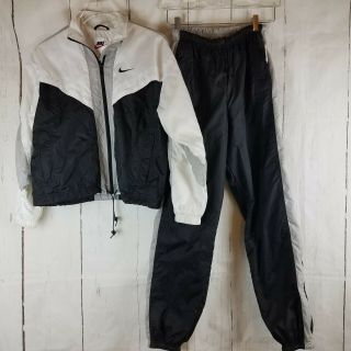Vintage Nike Nylon Track Suit Warm Up Set S Color Block Jacket Reversible Pants
