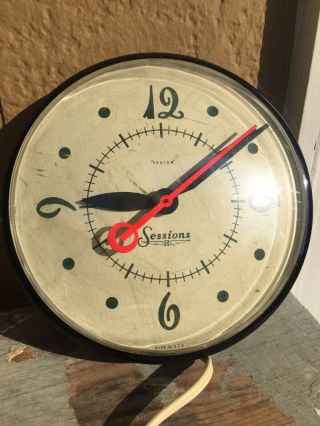 Vintage Sessions Electric Wall Clock " Saucer " Made In Usa
