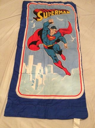 Vintage Superman Clark Kent Hero Dc Comic Camping Kids Toddler Sleeping Bag 1987