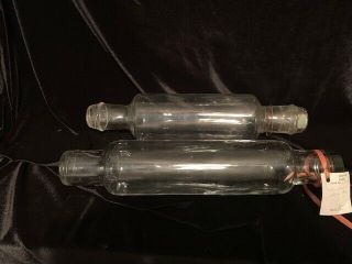 2 Vintage Clear Glass Rolling Pins