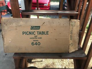 Vintage Portable Coleman Metal Camping Picnic Table Green Model 640