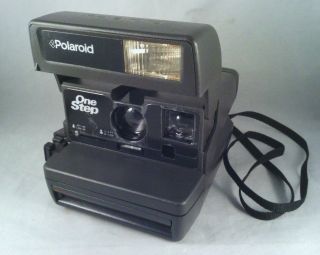 Polaroid 600 One Step Flash Instant Film Camera With Strap.  Black