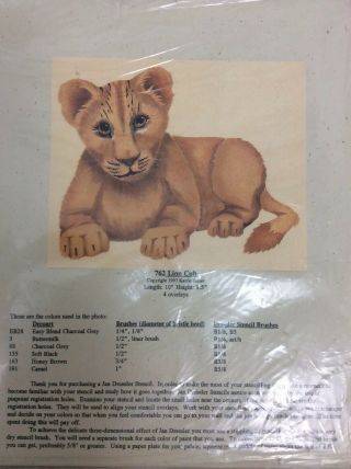 Vtg Jan Dressler 762 Lion Cub Stencil Karrie Butler Overlay Painting Stippling