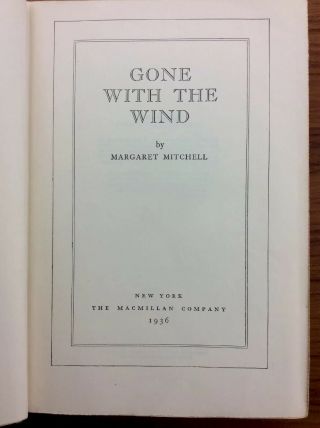 Vintage Early Edition Nov 1936 GONE WITH THE WIND Margaret Mitchell 5