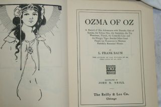 OZMA of OZ Frank Baum John Neill B& W Illustrations Reilly & Lee 1907 HB Book 2