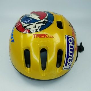 Trek Bicycle Helmet VINTAGE Old School Retro Yellow Grateful Dead Stickers 3