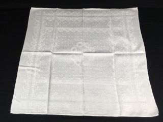 Set of 6 Large Vintage WHITE Linen Damask 22”x24” Napkins FLORAL HAND HEMMED 3