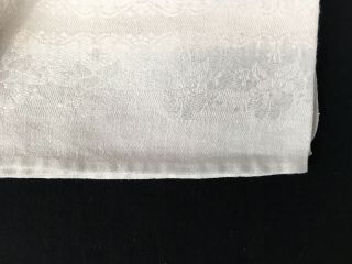 Set of 6 Large Vintage WHITE Linen Damask 22”x24” Napkins FLORAL HAND HEMMED 4