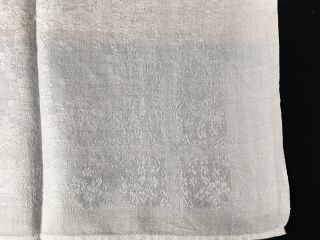 Set of 6 Large Vintage WHITE Linen Damask 22”x24” Napkins FLORAL HAND HEMMED 5