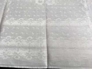 Set of 6 Large Vintage WHITE Linen Damask 22”x24” Napkins FLORAL HAND HEMMED 7