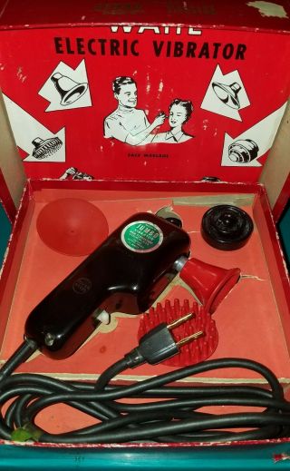 Vintage Wahl Jumbo Electric Massage Vibrator With 4 Attachments - No Res