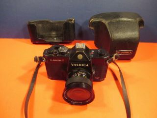 Vintage Yashica Tl Electro 35 Mm Slr Camera W/t Case,  Strap -