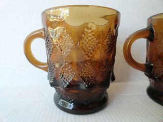 Fire King Kimberly Amber Brown Glass Vintage Mug Coffee Cup set of 2 2