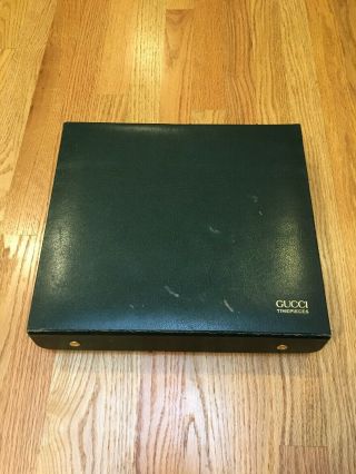 Vintage Gucci Timepieces Storage Container 14x12x2.  75 Distressed Jewelry Box Vtg