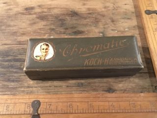 Vintage Koch Pre - War Chromatic 10 Hole Harmonica - Key Of C - With Box