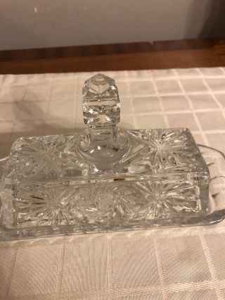 Vintage Hand Cut 24 Lead Crystal By Majestic Covered Butter Dish European 3