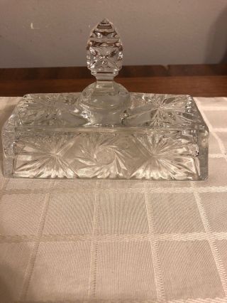 Vintage Hand Cut 24 Lead Crystal By Majestic Covered Butter Dish European 5