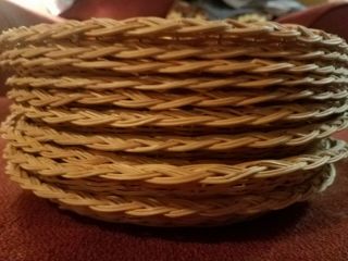 Vintage Paper Plate Holder.  Natural Color Wicker.  10 in all.  Picnic perfect 2