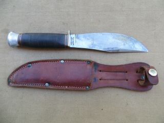 Vtg Spiegel Brothers 5 ",  Blade Hunting Style Leather Stack Handle Sheath Knife