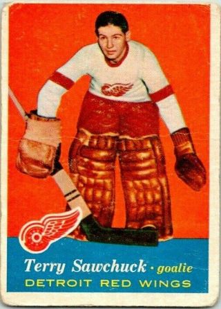 1957 - 58 Topps Terry Sawchuk 35 Good Vintage Hockey Card