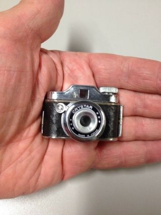 Vintage CRYSTAR Subminiature Mini Spy Camera w/Leather Case 2