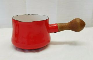 Vintage Mid Century Modern Dansk Kobenstyle Red Enamel Butter Warmer Sauce Pot